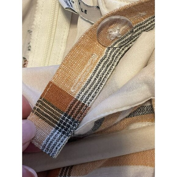 American Eagle Womens Linen Blend cropped Jumper Romper Sz 0 Ivory Plaid Straps - Picture 5 of 9